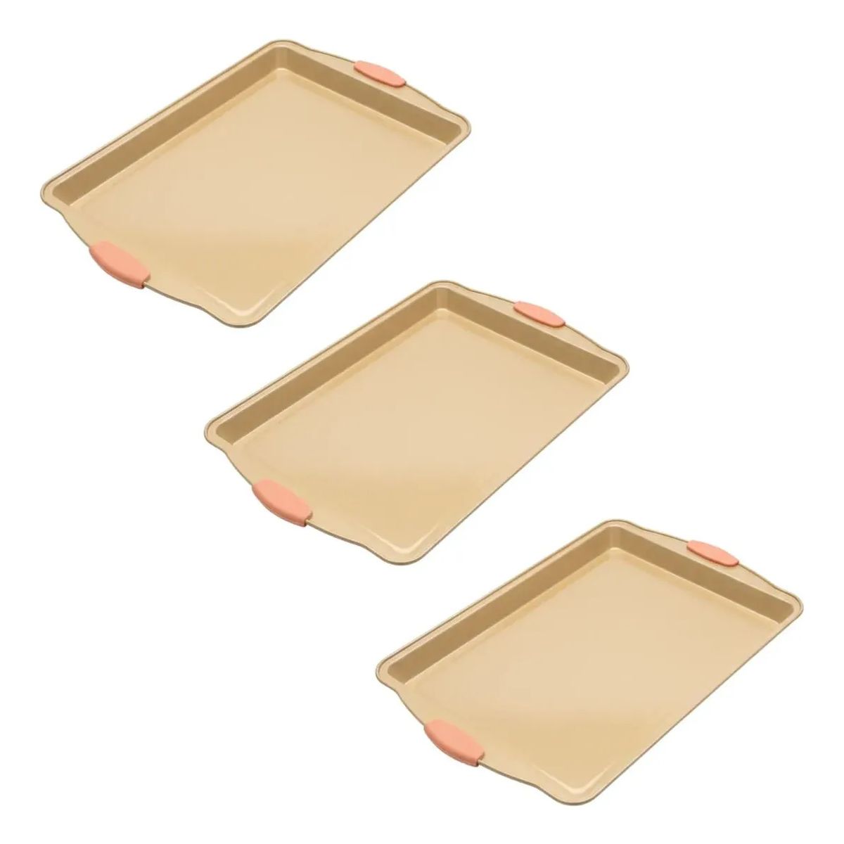 GENERICO - Set 3 Bandejas Acero Inoxidable Antiadherente Horno 49x30cm