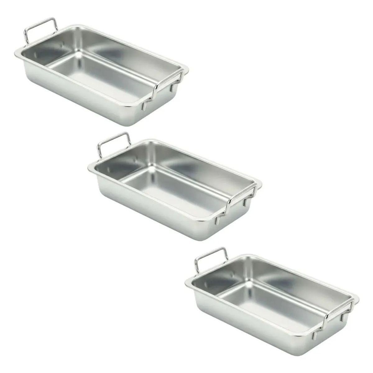 GENERICO - Set 3 Mini Bandeja Acero Inoxidable Para Picoteo 11x15x3cm