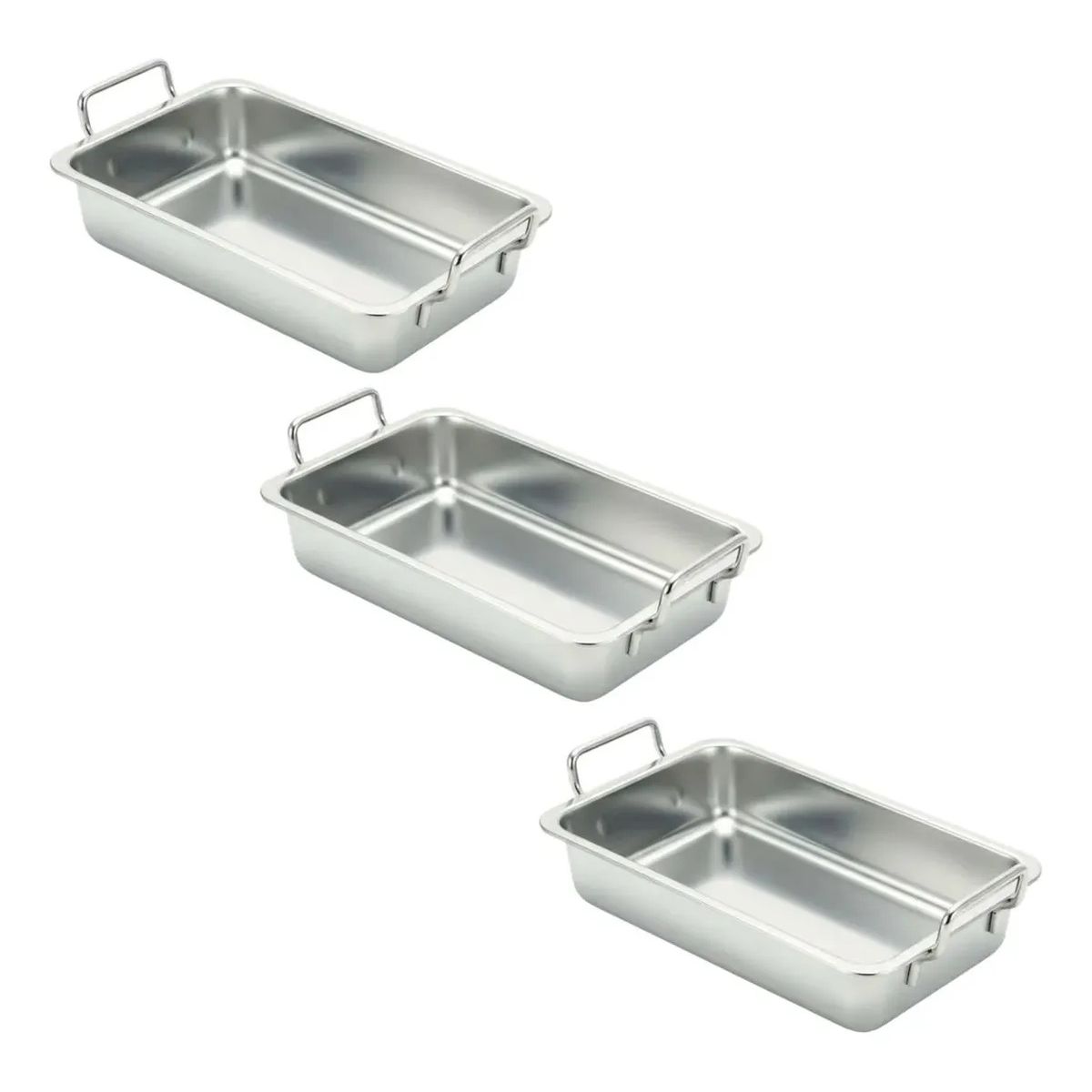 GENERICO - Set 3 Mini Bandeja Acero Inoxidable Para Picoteo 11x15x3cm