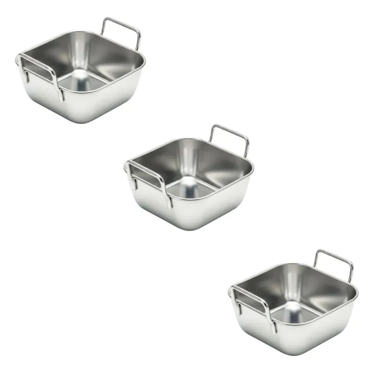 GENERICO - Set 3 Mini Bandeja Acero Inoxidable Para Picoteo 10x5xcm