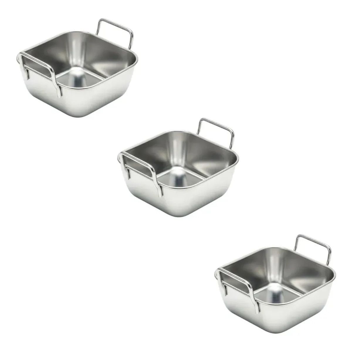 GENERICO - Set 3 Mini Bandeja Acero Inoxidable Para Picoteo 10x5xcm