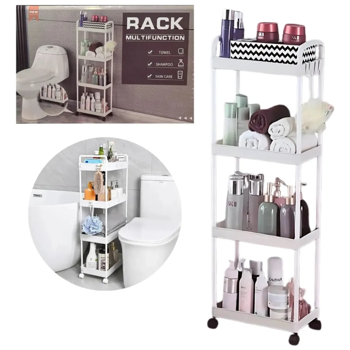 GENERICO - Carrito Estante Organizador De 4 Niveles De Cocina Beige
