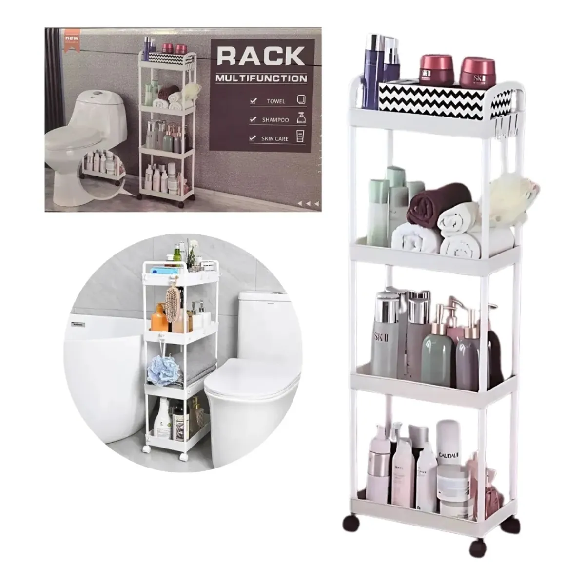 GENERICO - Carrito Estante Organizador De 4 Niveles De Cocina Beige