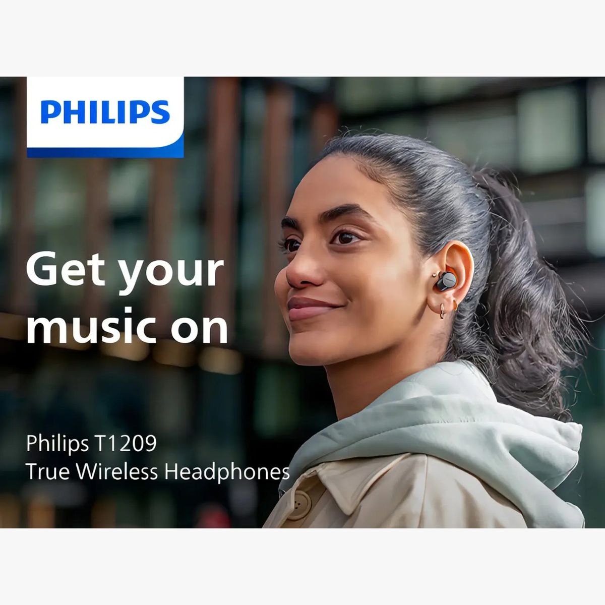 PHILIPS - Audífono True Wireless Bluetooth Philips TAT1209BK Negro Luz Blanco