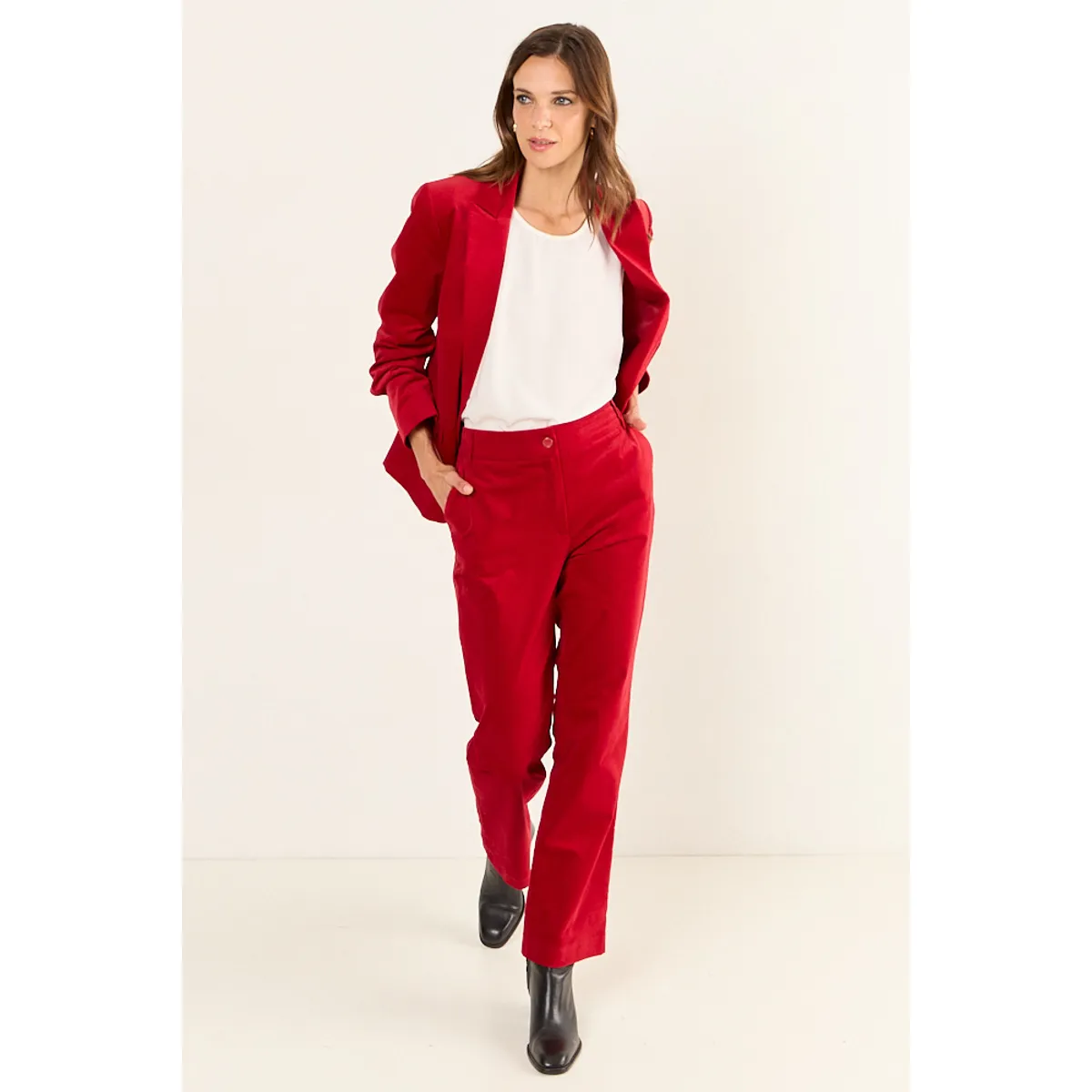 MA GRIFFE - Pantalon Corte Pretina Mujer Rojo Magriffe