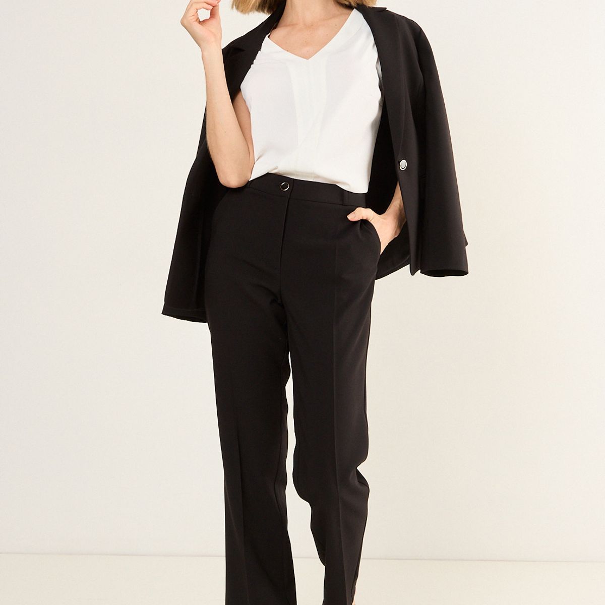 MA GRIFFE - Pantalon Liso Mujer Negro Magriffe