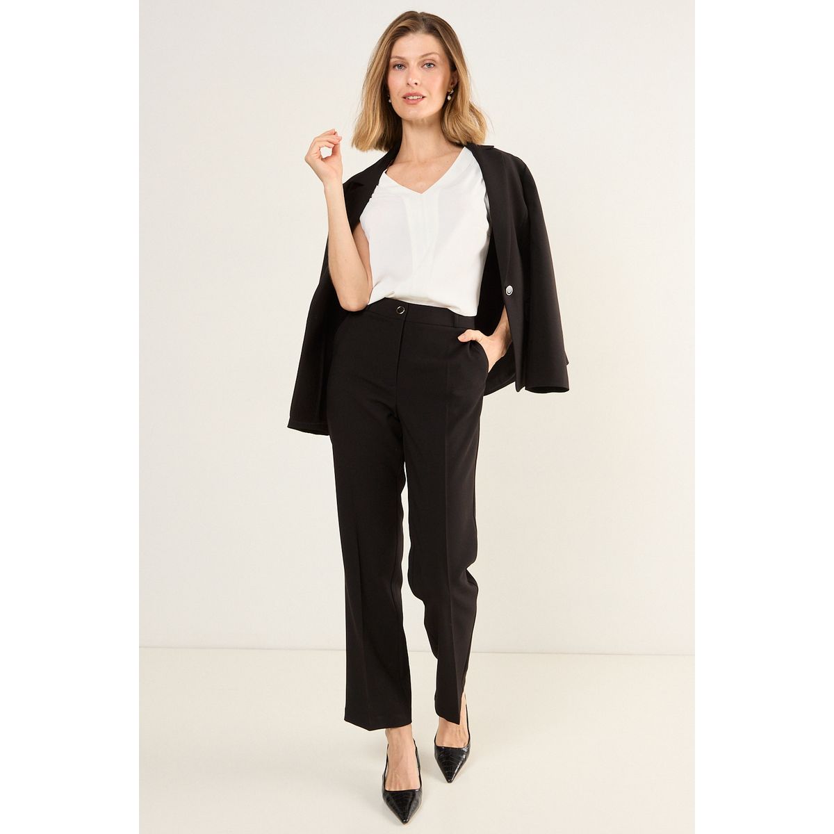 MA GRIFFE - Pantalon Liso Mujer Negro Magriffe