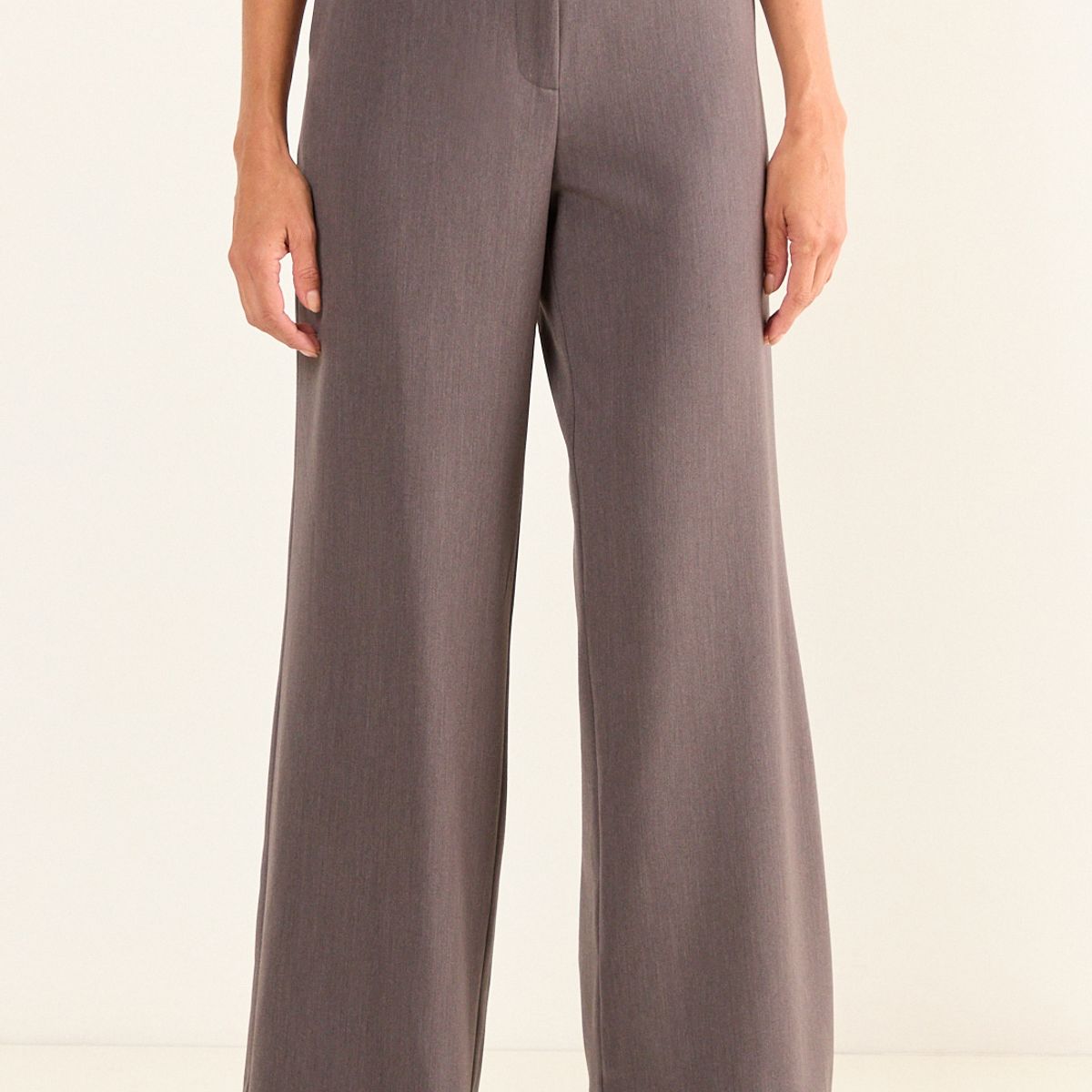 MA GRIFFE - Pantalon Formal Wide Mujer Gris Magriffe