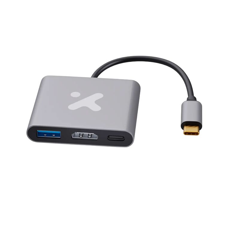 XTC-566, Adaptador USB-C 3 en 1, HDMI 4K 30 Hz, USB-A 5 Gbps, PD 60 W
