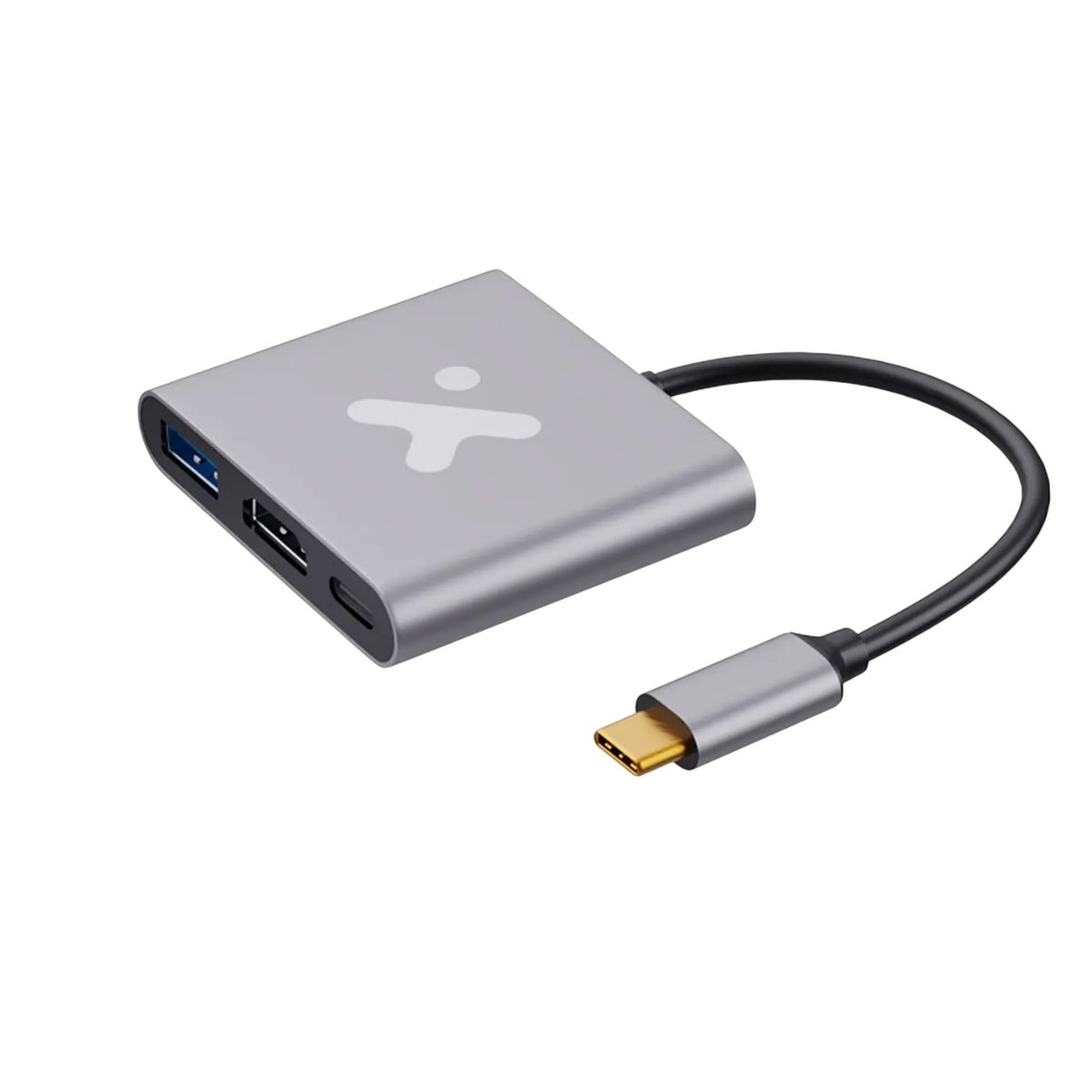 XTECH - Xtech XTC-566 3 en 1 Adaptador USB-C a HDMI, hub USB-C con HDMI 4K, USB 3.0 y carga PD 60W, Adaptador Multipuerto Aluminio, Compatible Windows, MacOS, Android
