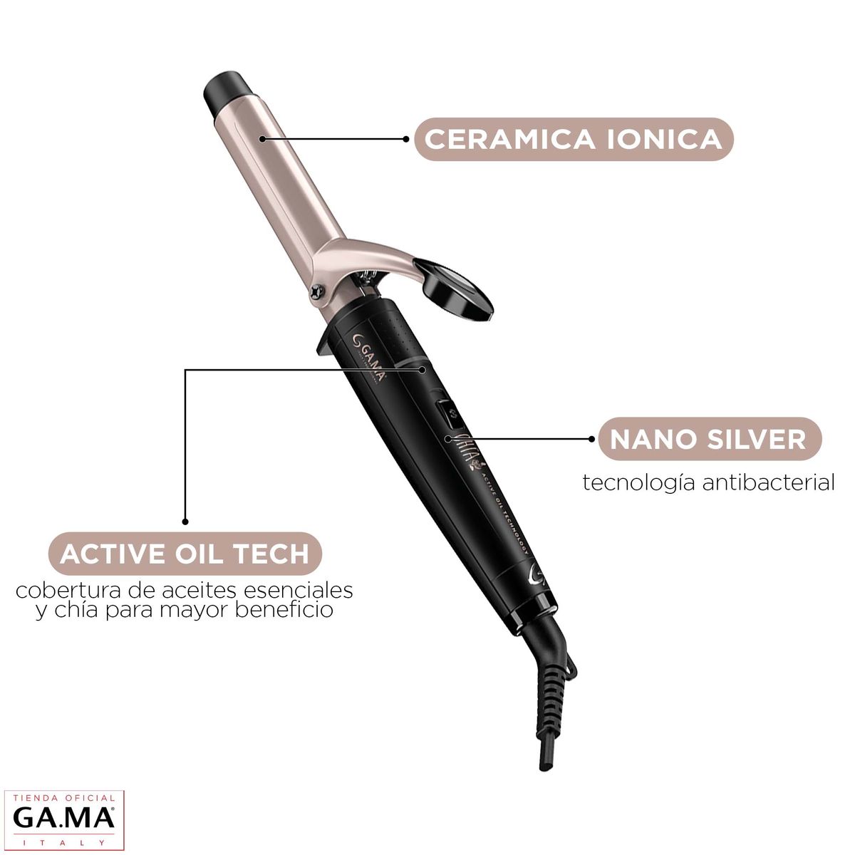 GAMA - Ondulador Rizador Gama Chia Tenologia Essential Oils 25mm