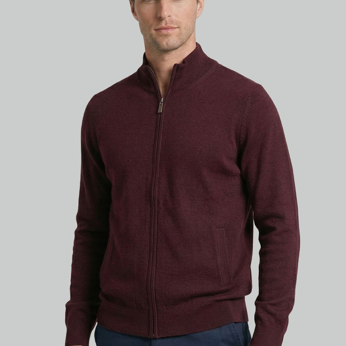 NEW MAN - Sweater Cannes Burgundy Melange New Man