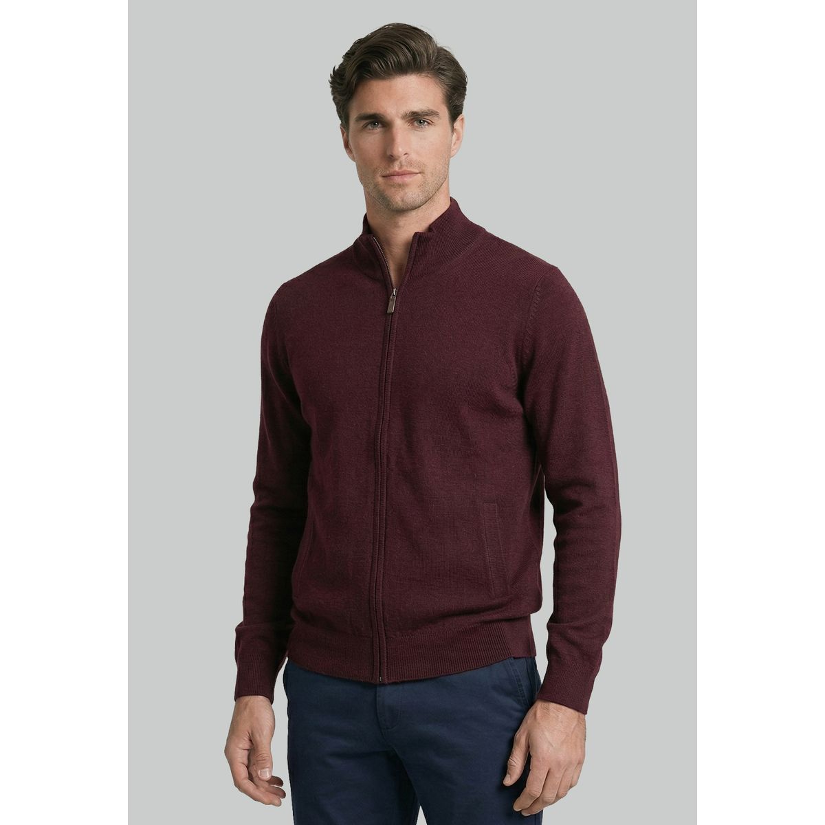 NEW MAN - Sweater Cannes Burgundy Melange New Man