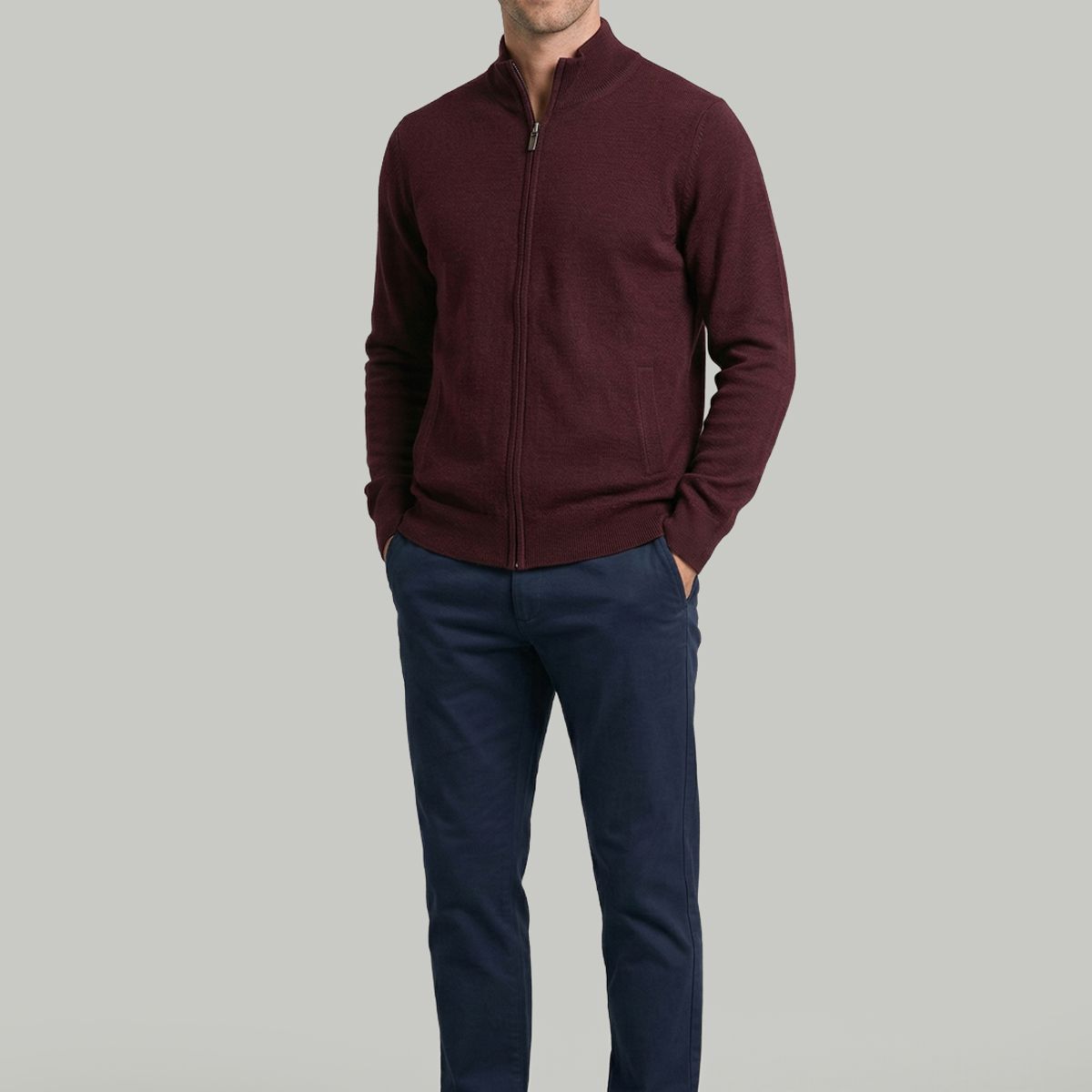 NEW MAN - Sweater Cannes Burgundy Melange New Man