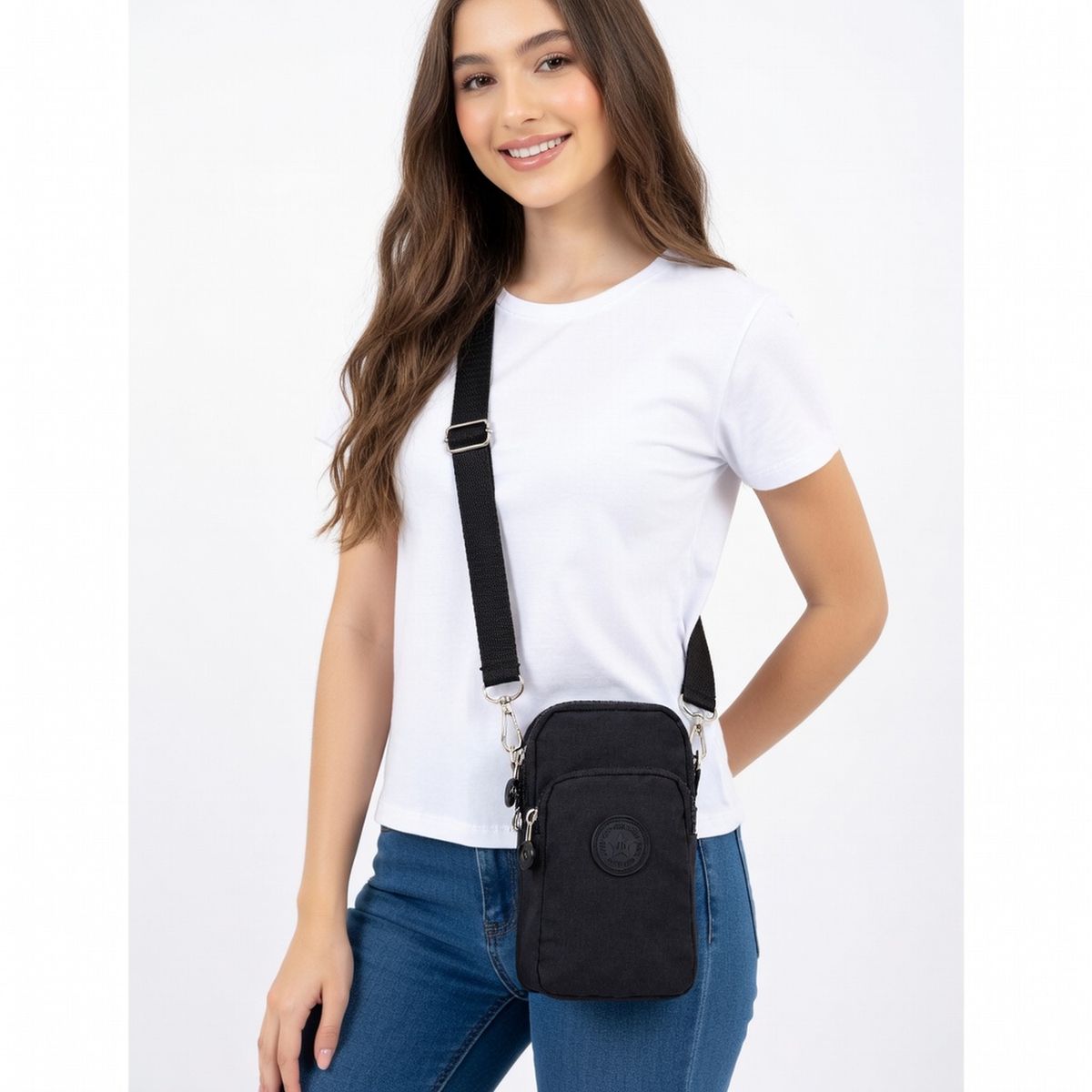 GENERICO - Bandolera Smartphone Mujer Nylon Con Bolsillos 17x12x4cm