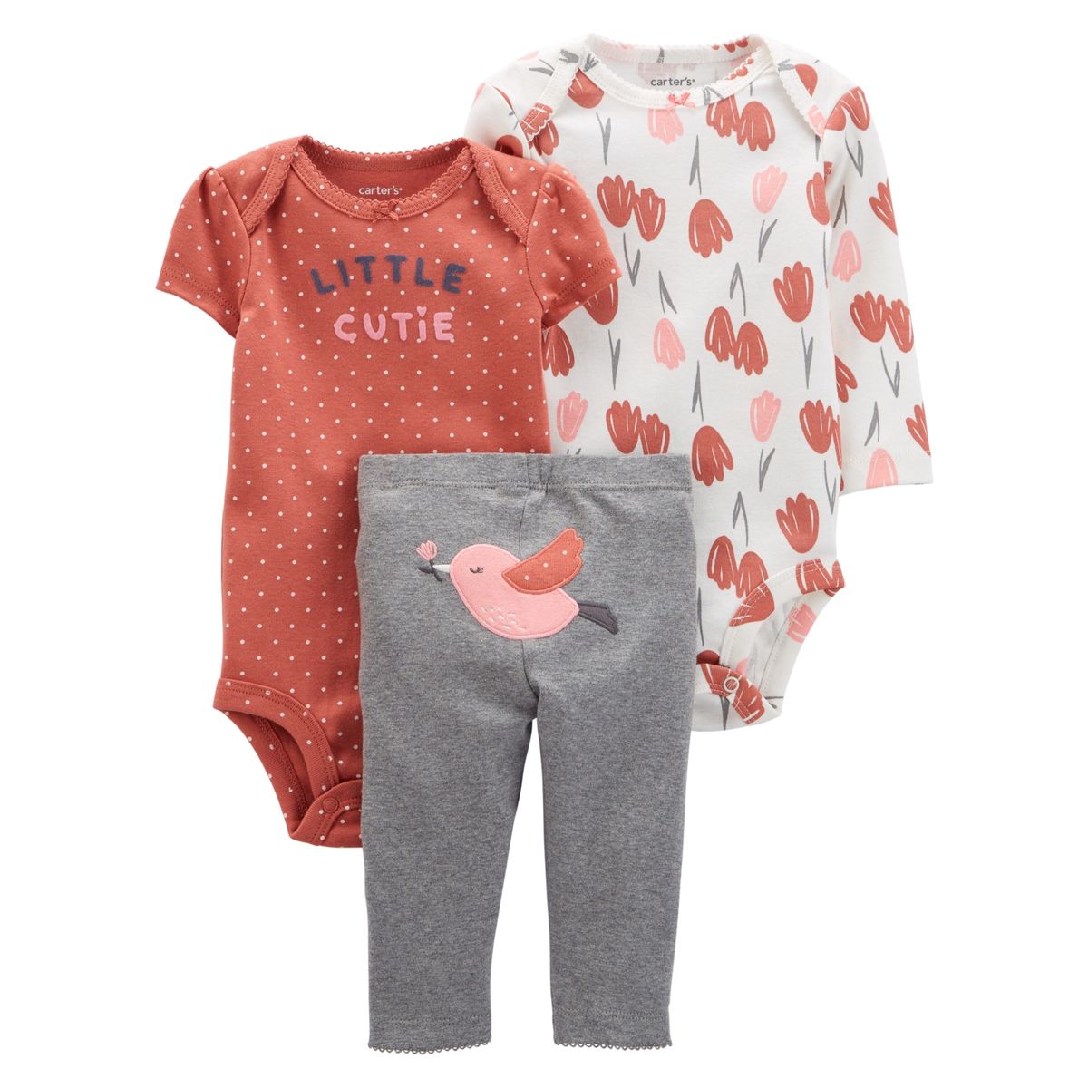 CARTER'S - Carter´s Conjunto 3 Piezas Calza Y 2 Bodies Bebe Niña