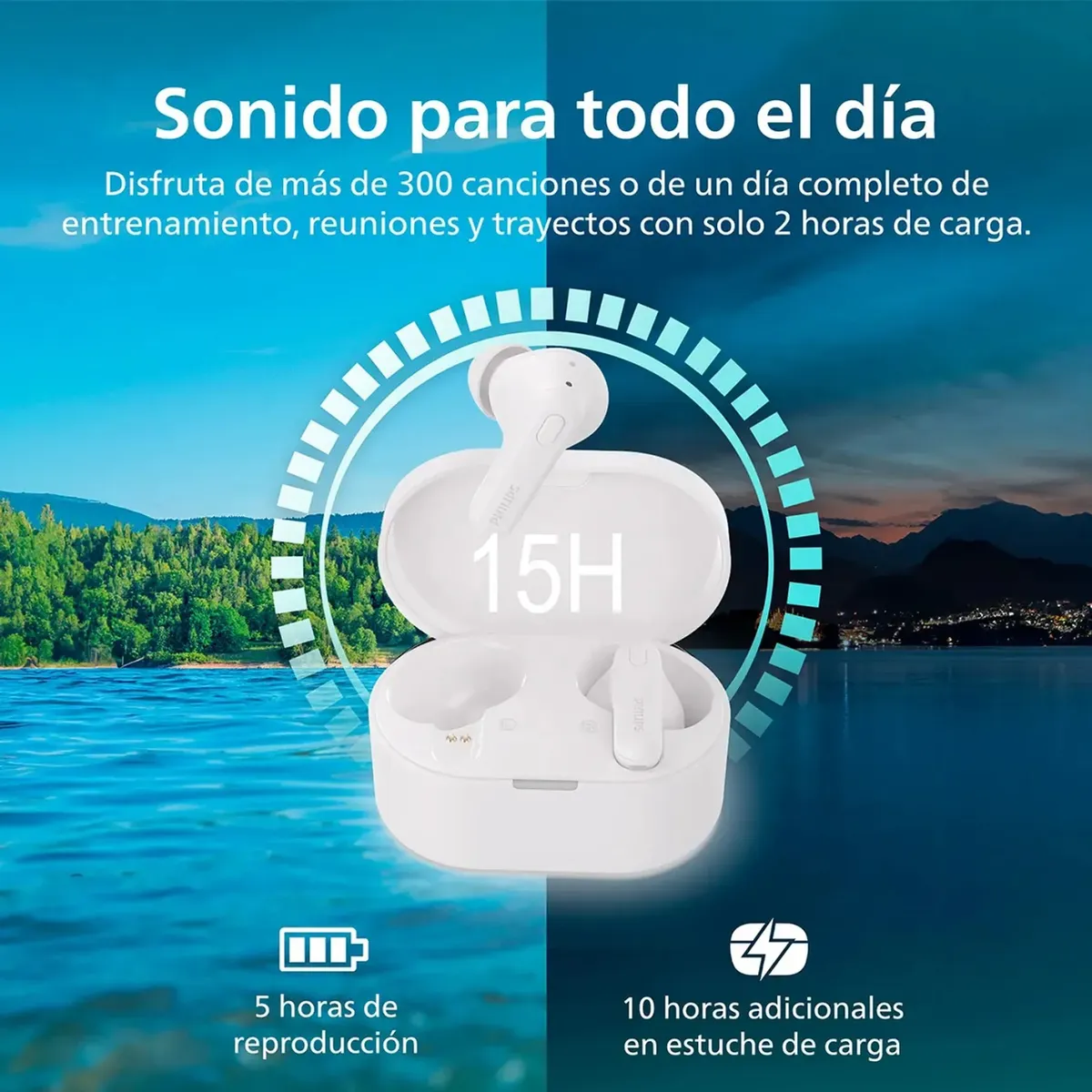 PHILIPS - Audífonos True Wireless Bluetooth Philips Tat1108wt Blancos