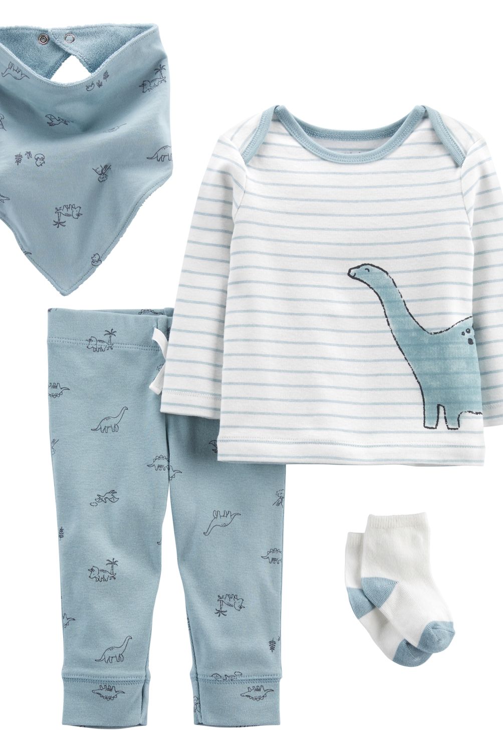 CARTER'S - Conjunto 4 Piezas Polera, Pantalón, Babero Y Calcetines  Bebe Niño