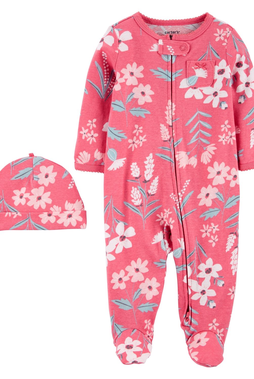 CARTER'S - Conjunto 2 Piezas Pijama Algodón Doble Cierre y  Gorro Bebé Niña Carter's