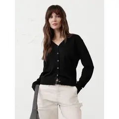 BANANA REPUBLIC - Sweater Mujer Forever V-Neck Cardigan Negro