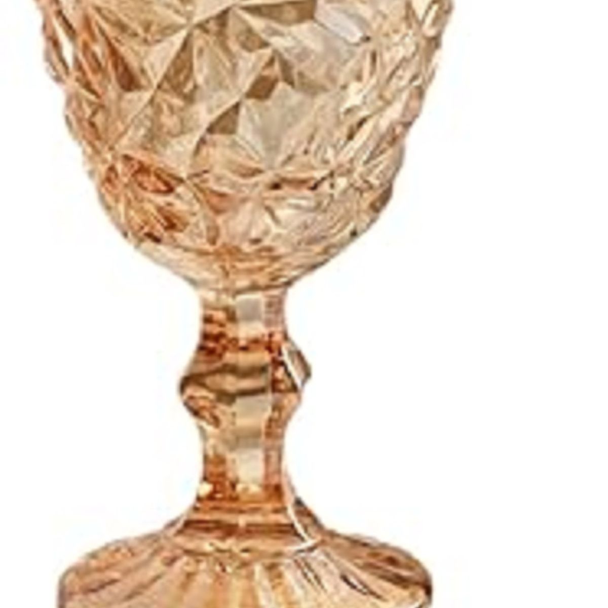 GENERICO - Juego De 6 Copas De Vino De Cristal Dorado Con Relieve (300 ML)