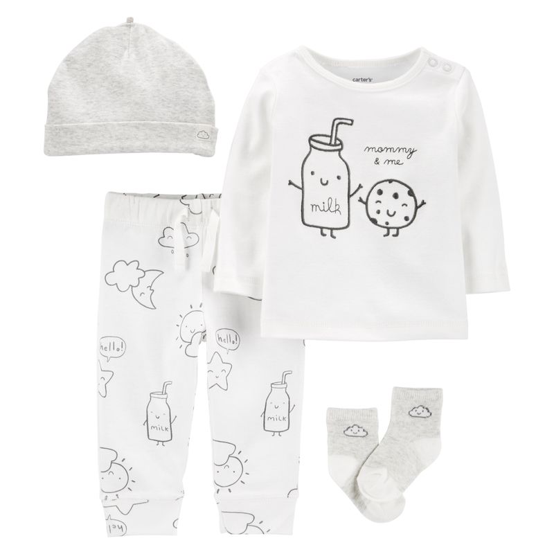 CARTER'S - Conjunto 4 Piezas Polera, Pantalón, Gorro Y Calcetines Bebe Unisex