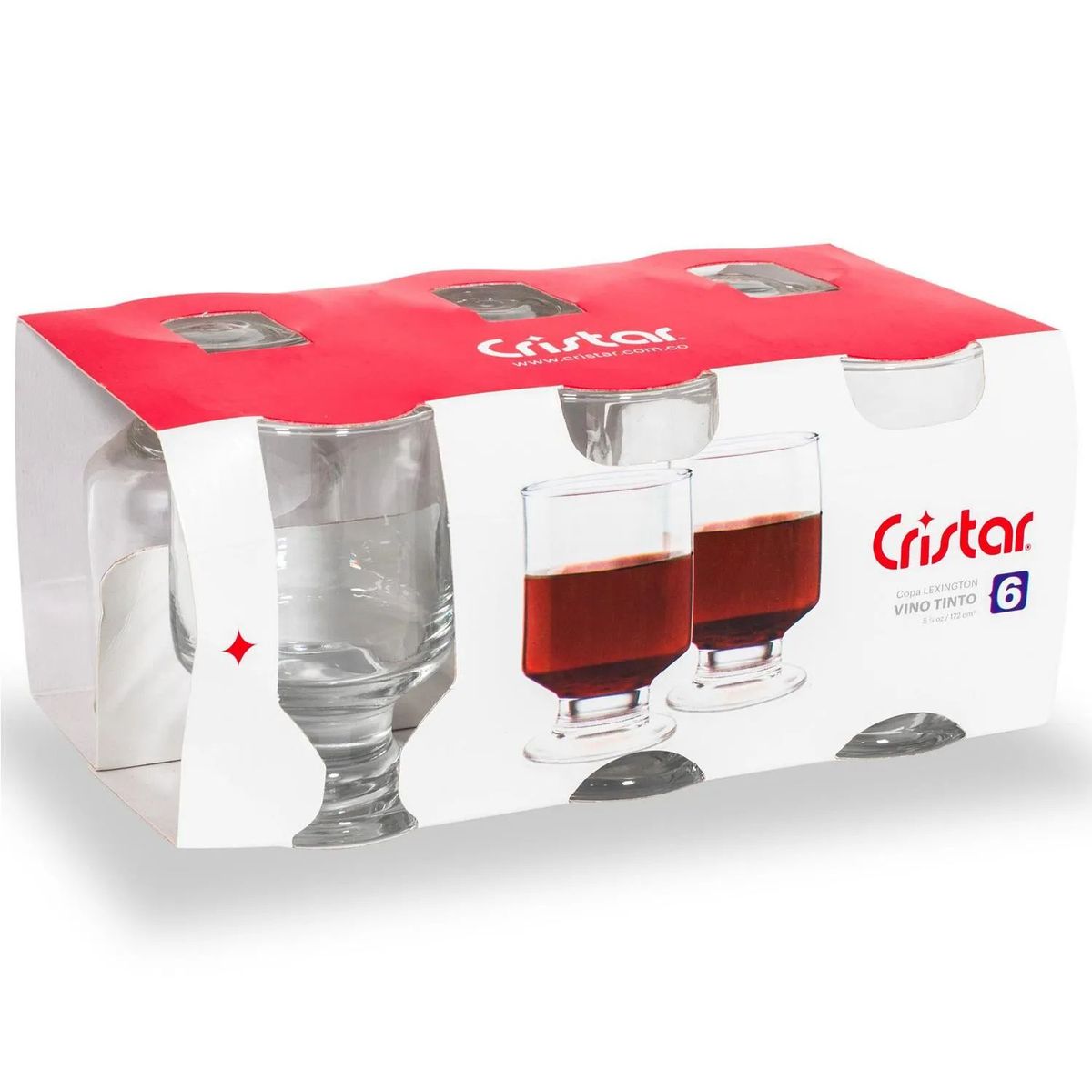 CRISTAR - Set 6 Copas Vinotinto 172ml Lexington Cristar