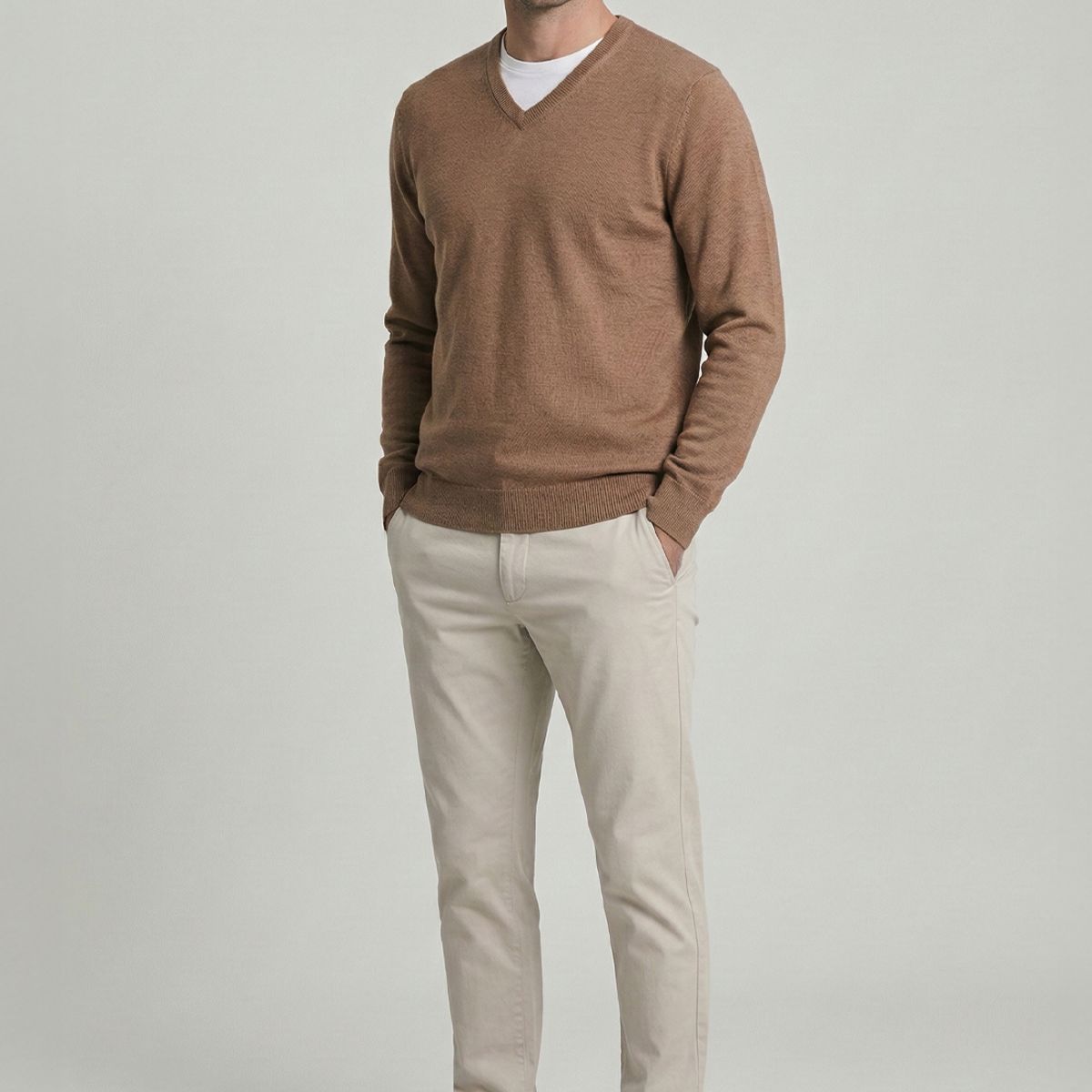 NEW MAN - Sweater Monaco Camel Melange New Man