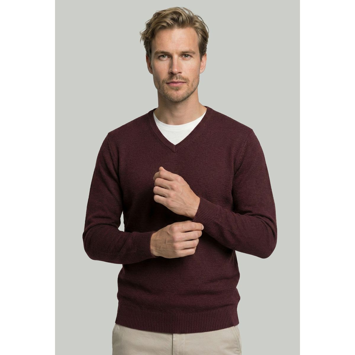 NEW MAN - Sweater Monaco Burgundy Melange New Man