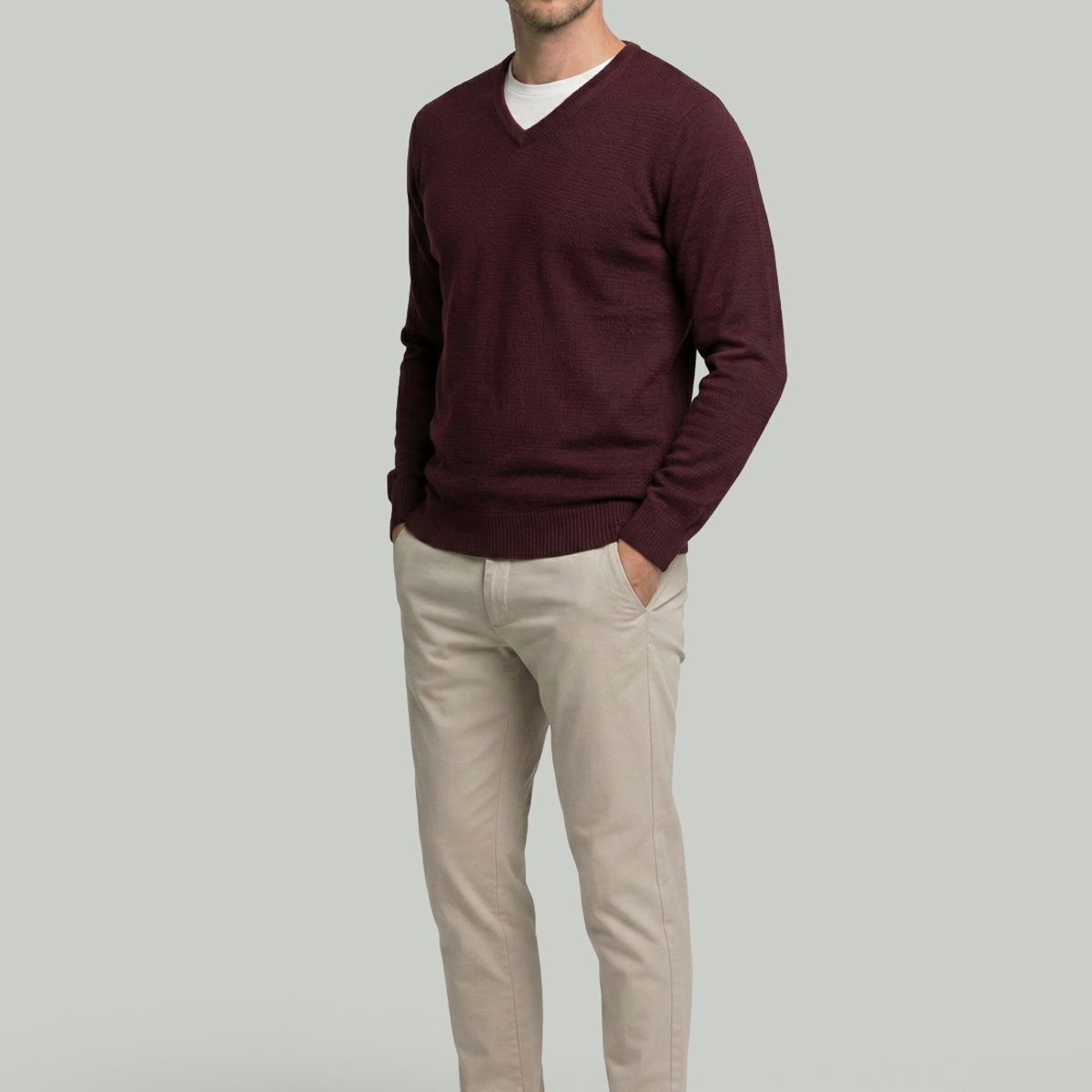 NEW MAN - Sweater Monaco Burgundy Melange New Man