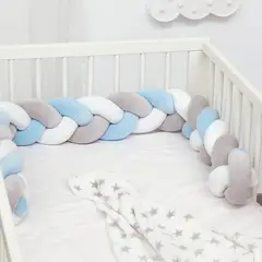 GENERICO - Cojín Trenza Protección Para Cuna De Bebés 3mts Celeste