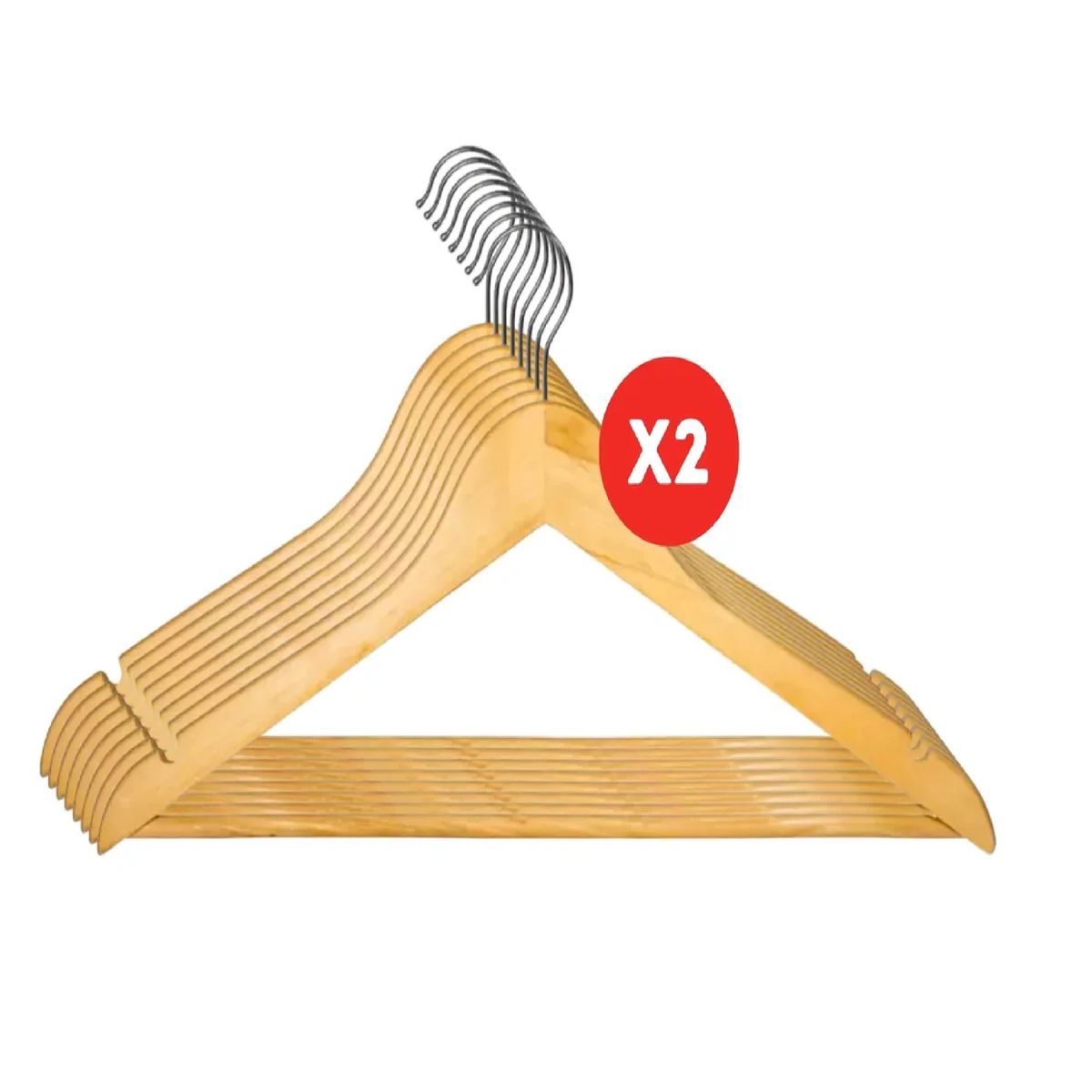 GENERICO - Pack X2 Set 8 Colgadores De Madera 16 Uni Ganchos Perchas