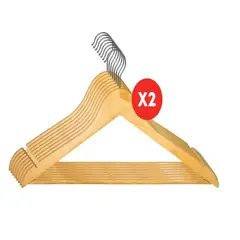 GENERICO - Pack X2 Set 8 Colgadores De Madera 16 Uni Ganchos Perchas