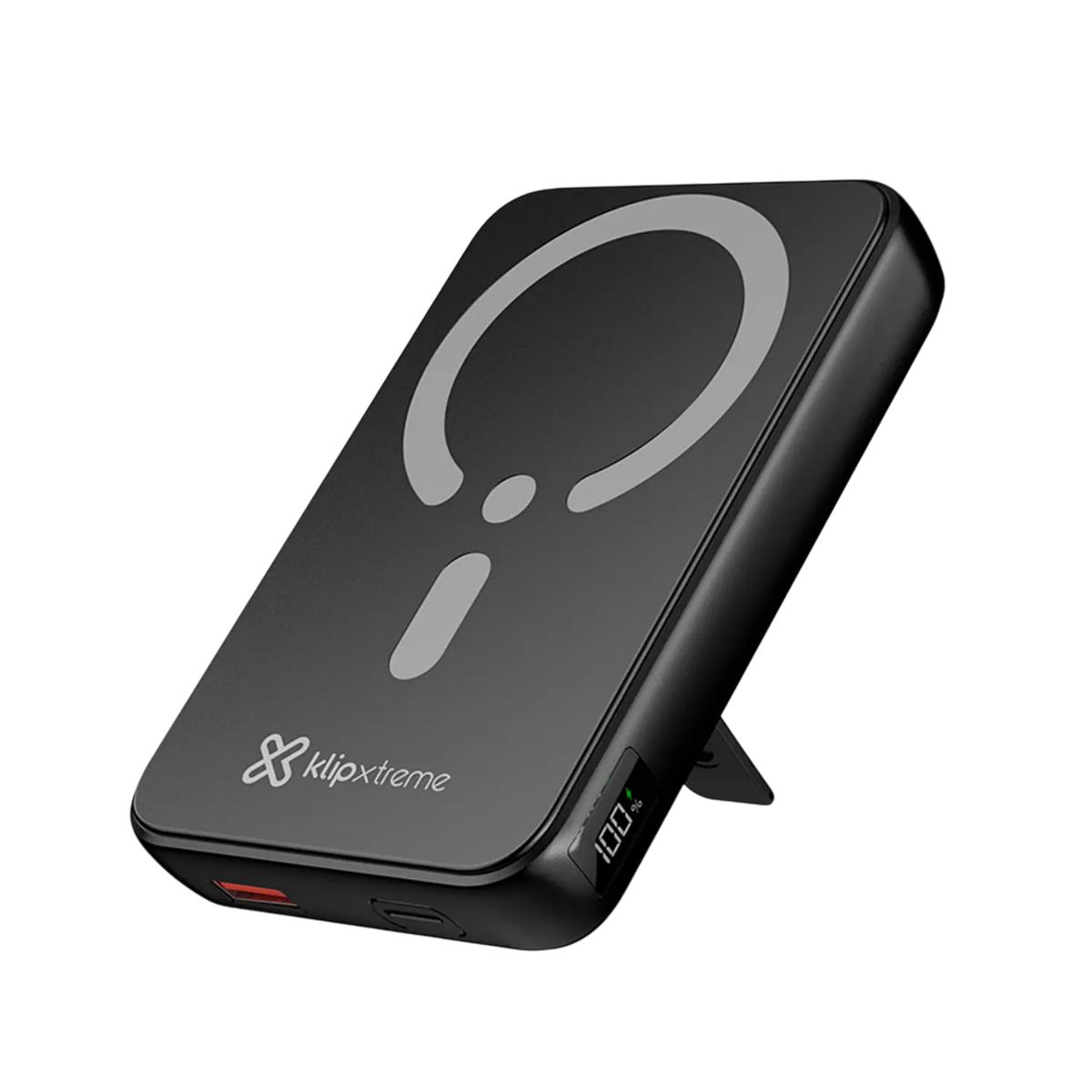 KLIP XTREME - Klip Xtreme KPB-650 Power Bank 10.000 mAh, USB-C 20W, USB-A 18W, Inalámbrica, MagSafe, LED, Soporte Plegable