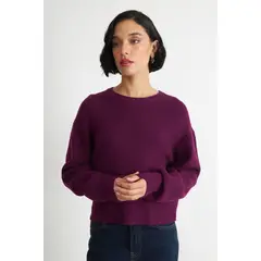 NICOPOLY - Sweater Jaspeado Cuello Redondo Morado