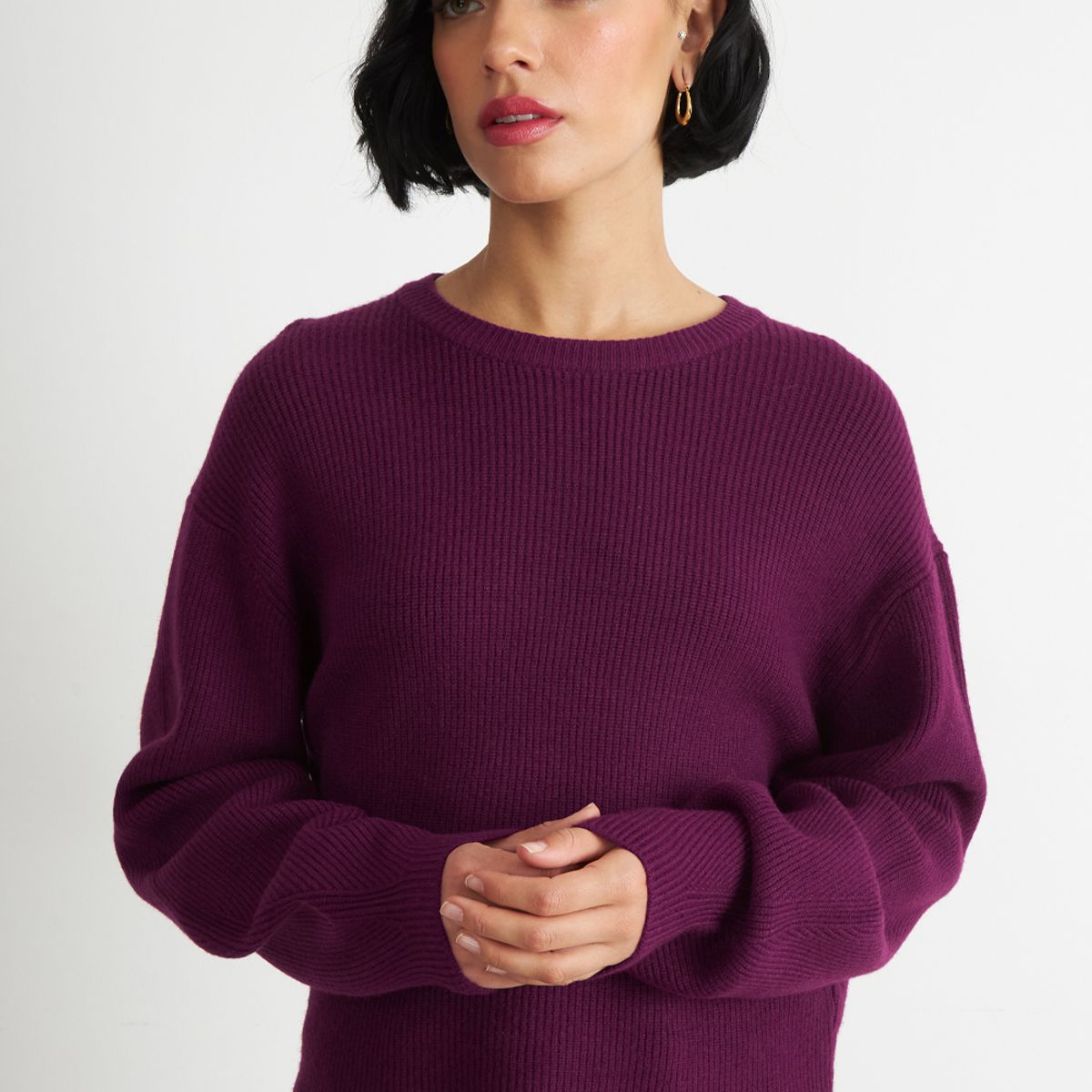 NICOPOLY - Sweater Jaspeado Cuello Redondo Morado Nicopoly