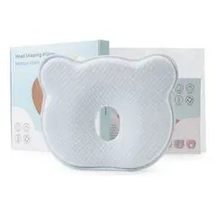 GENERICO - Almohada Anti-plagiocefalia para Bebés con Funda Lavable Celeste