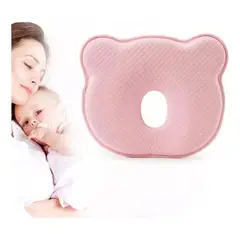 GENERICO - Almohada Anti-plagiocefalia para Bebés con Funda Lavable Rosada