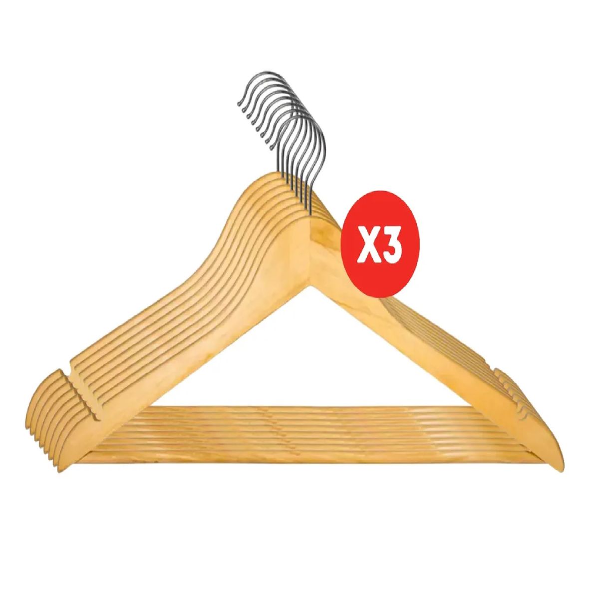 GENERICO - Pack X3 Set 8 Colgadores De Madera 24 Uni Ganchos Perchas