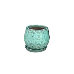 DEROMA - Maceta Patelle 18 Turquesa con plato