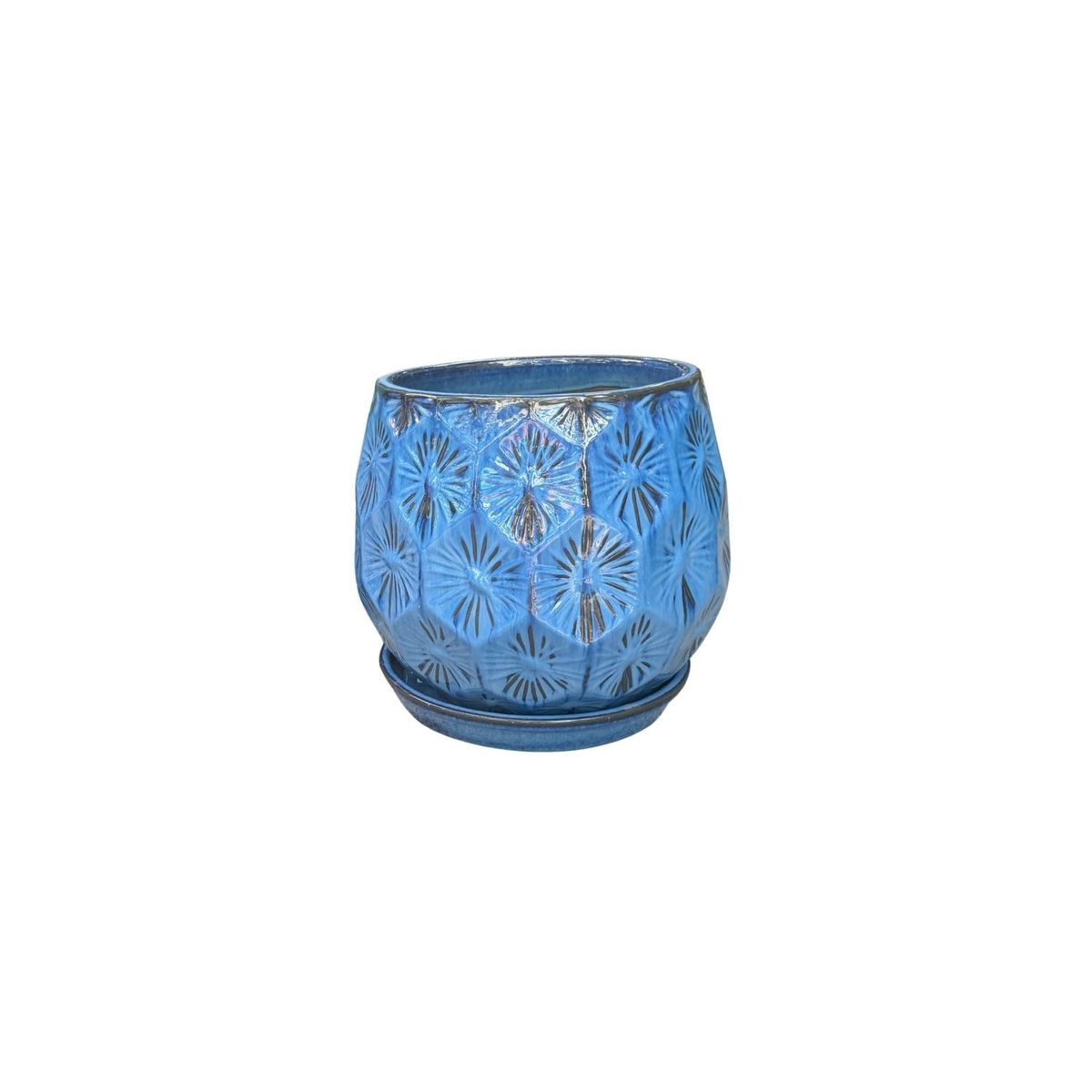 DEROMA - Maceta Patelle 18 Azul Egeo con plato