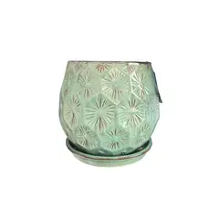 DEROMA - Maceta Patelle 26 Verde Musgo con plato