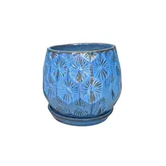 DEROMA - Maceta Patelle 26 Azul Egeo con plato