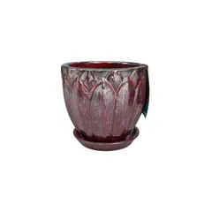 DEROMA - Maceta Forest 29 Rojo Cedro con plato
