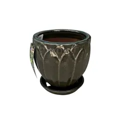 DEROMA - Maceta Forest 37 Verde Musgo con plato