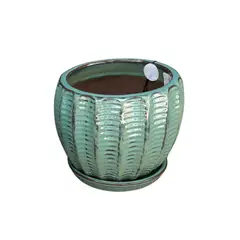 DEROMA - Maceta Hosse 27 Azul Capri con plato