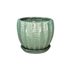 DEROMA - Maceta Hosse 37 Verde Costa con plato