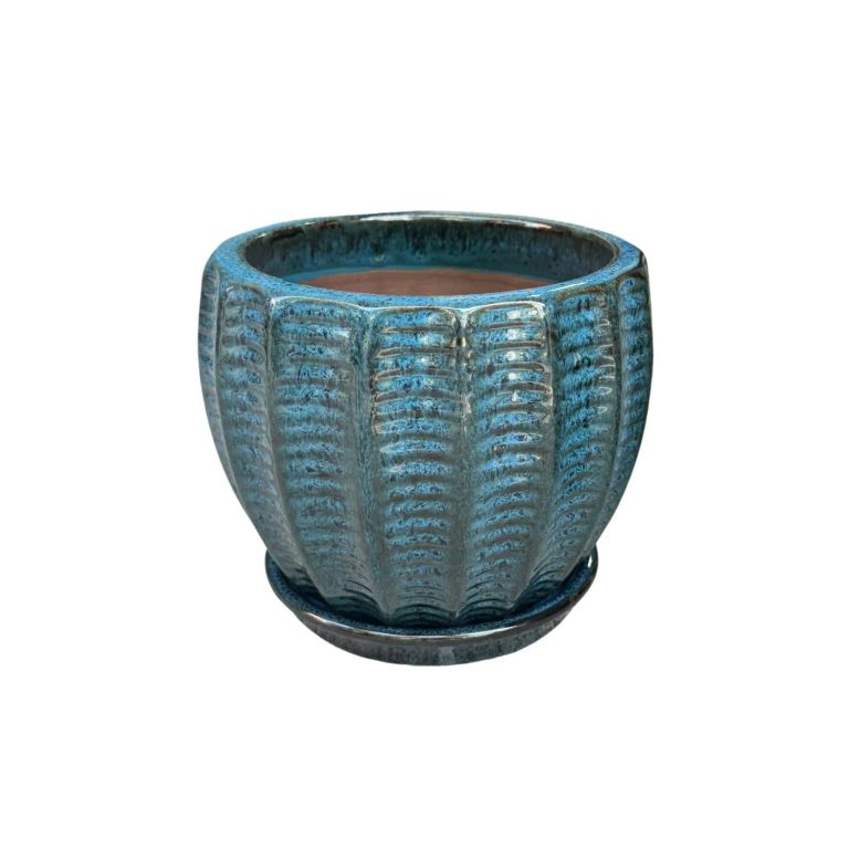Maceta Hosse 37 Azul Pacifico con plato