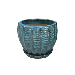 DEROMA - Maceta Hosse 37 Azul Pacifico con plato