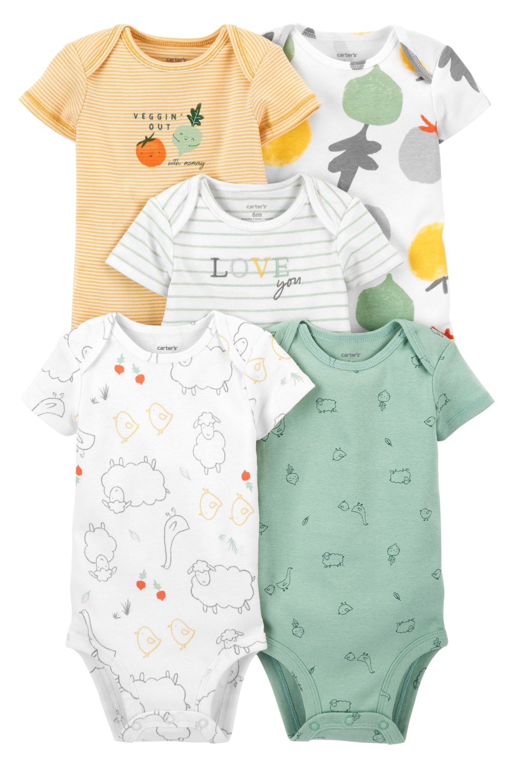 CARTER'S - Bodies Algodón Manga Corta Pack 5 Unidades Unisex Bebé Carter's
